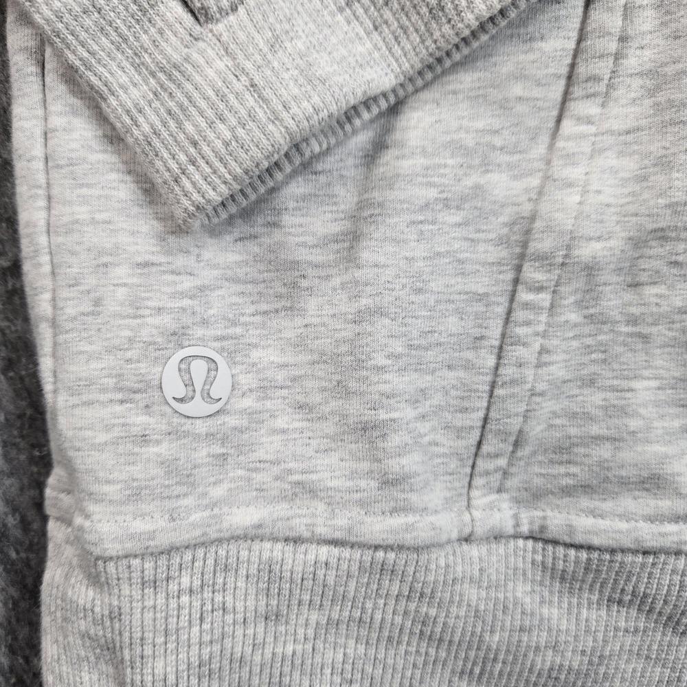 Lululemon Hoodie Womens Medium Gray Thumbhole Fleece Pullover Sweatshirt Pockets - Picture 6 of 7